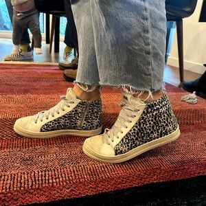 P448 Leopard Print High-Top Sneakers